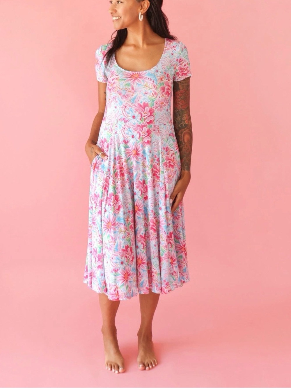 EUC Women’s Posh Peanut Bamboo Cotton Midi Dress Large